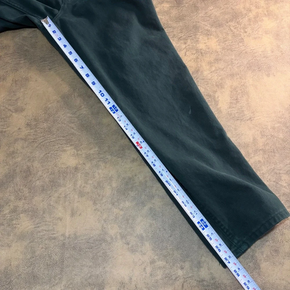 Faded Glory Workwear Pants 30x30 (29x27) Green VTG 90s Made USA Cotton Drop Loop